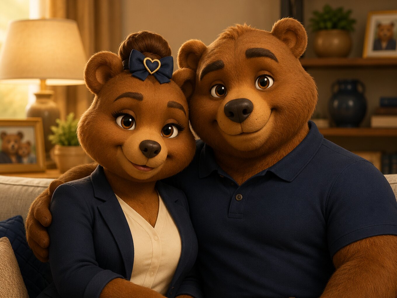 Mama and Papa Bear together at home