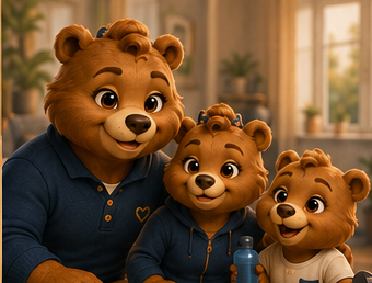 The bear family staying healthy together