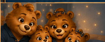 The bear family together at bedtime